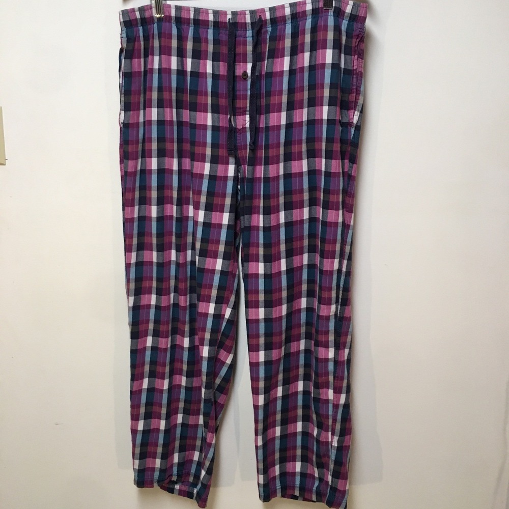 Tommy Bahama Pajama Pant Men XL Flannel Multicolor Plaid Cotton Lounge Sleepwear
